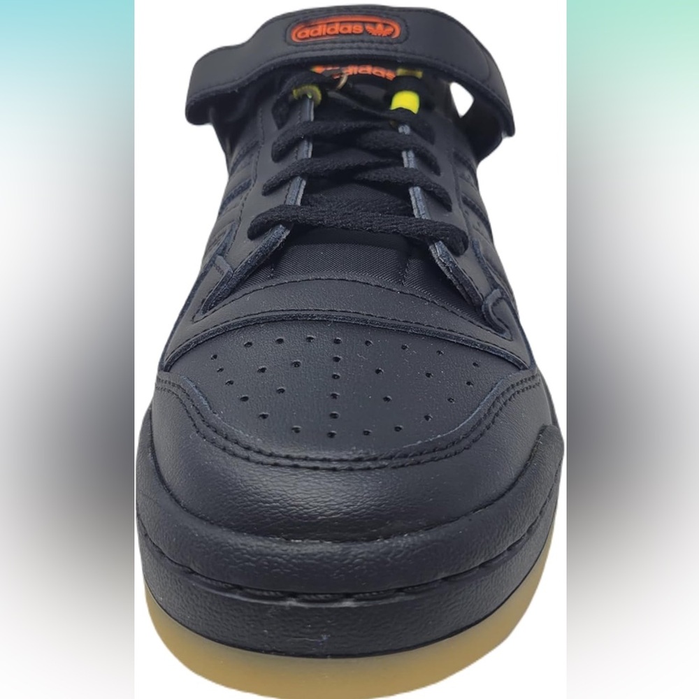 NWT adidas Originals  Forum Low Sneaker, Core Black/Core Black/Seismic Orange - Picture 4 of 10